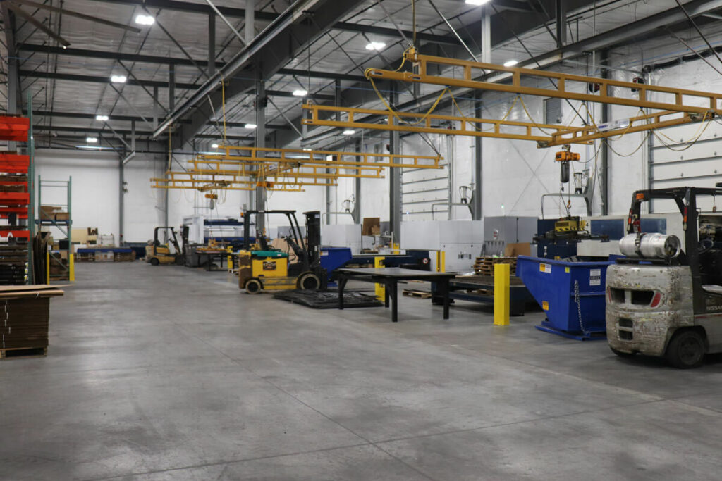 Warehouse with a line of Laser cutters