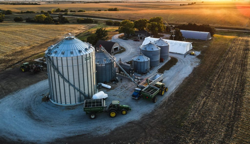 farm silos and equipment