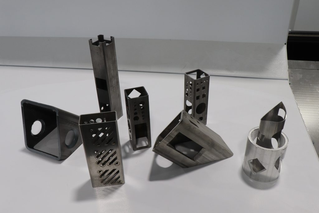 Assortment of parts cut with a laser tube cutter