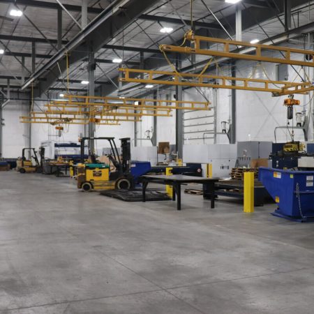 Warehouse with a line of Laser cutters