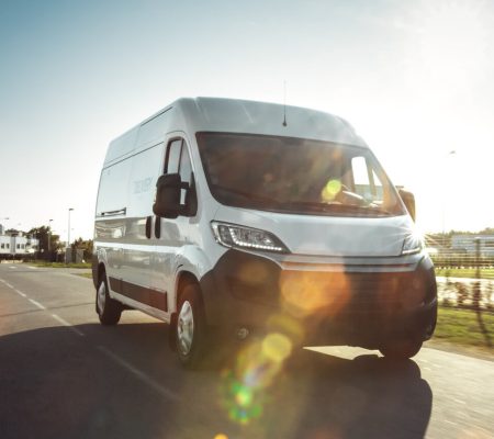 delivery van on the road